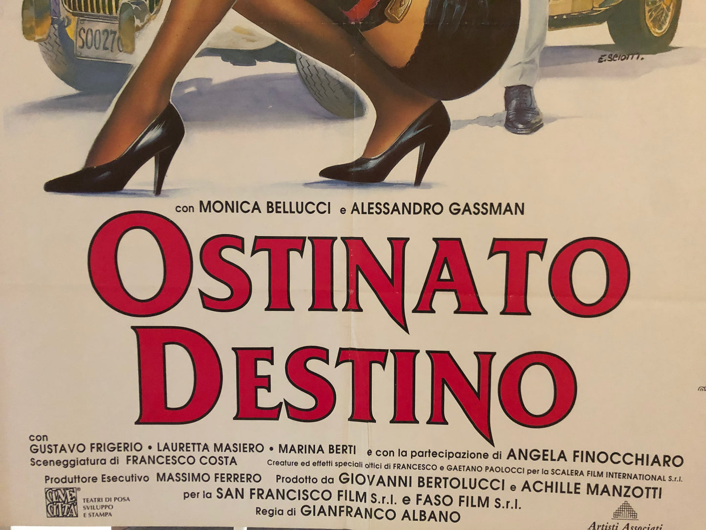 Manifesto Cinema Originale "Ostinato Destino", Anno 1992, con Monica Bellucci, Misure 140x100
