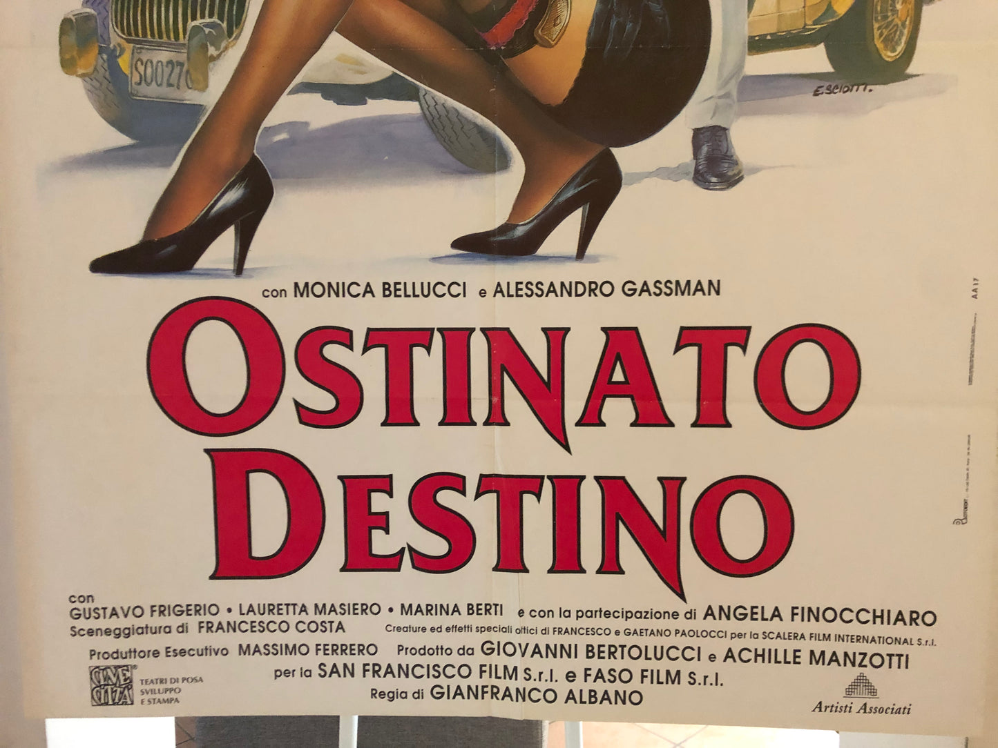Manifesto Cinema Originale "Ostinato Destino", Anno 1992, con Monica Bellucci, Misure 140x100