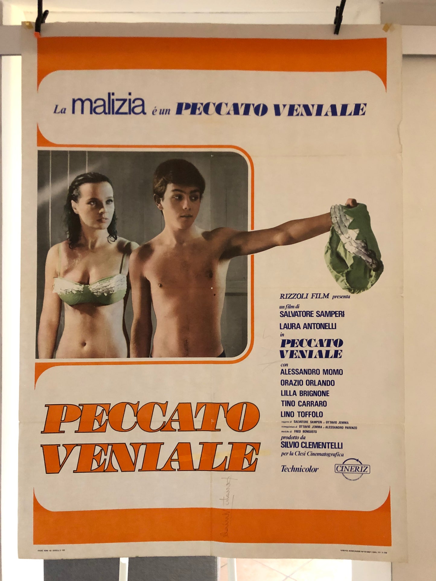 Manifesto Cinema Originale Peccato Veniale, Anno 1974, Locandina 140x100 con Laura Antonelli