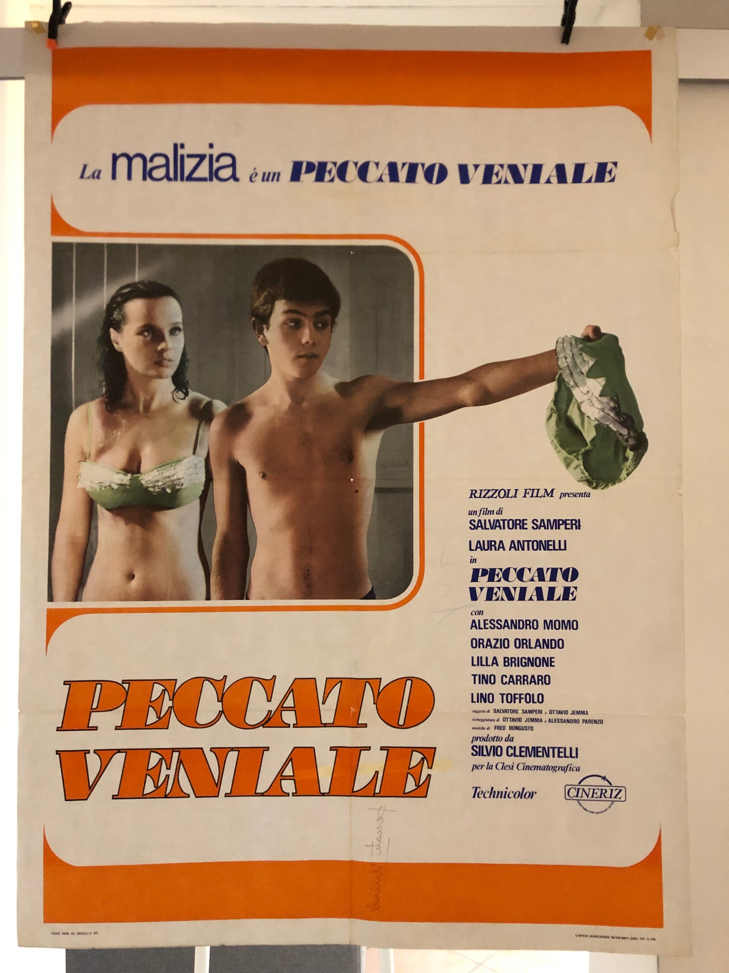 Manifesto Cinema Originale Peccato Veniale, Anno 1974, Locandina 140x100 con Laura Antonelli