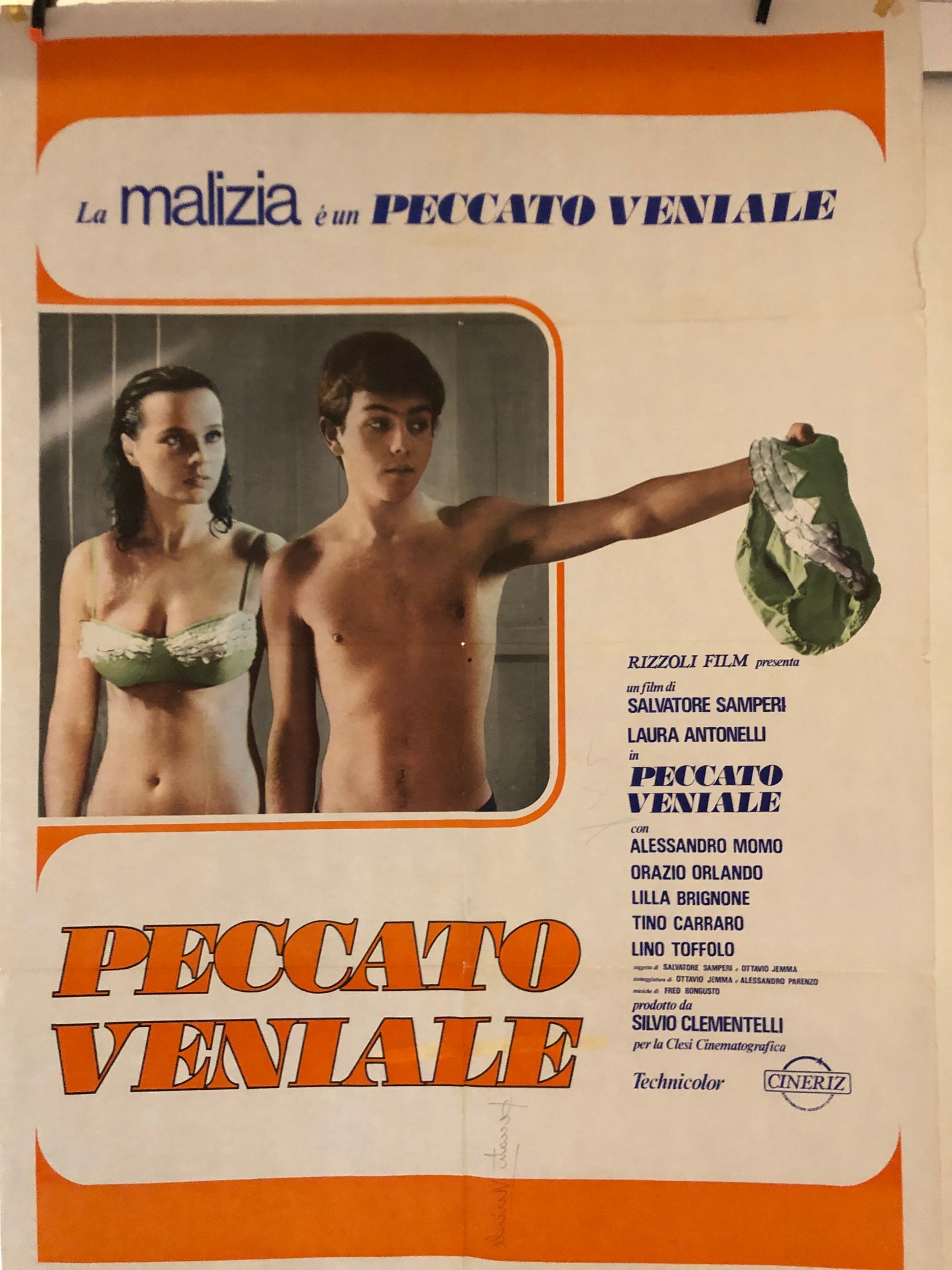 Manifesto Cinema Originale Peccato Veniale, Anno 1974, Locandina 140x100 con Laura Antonelli