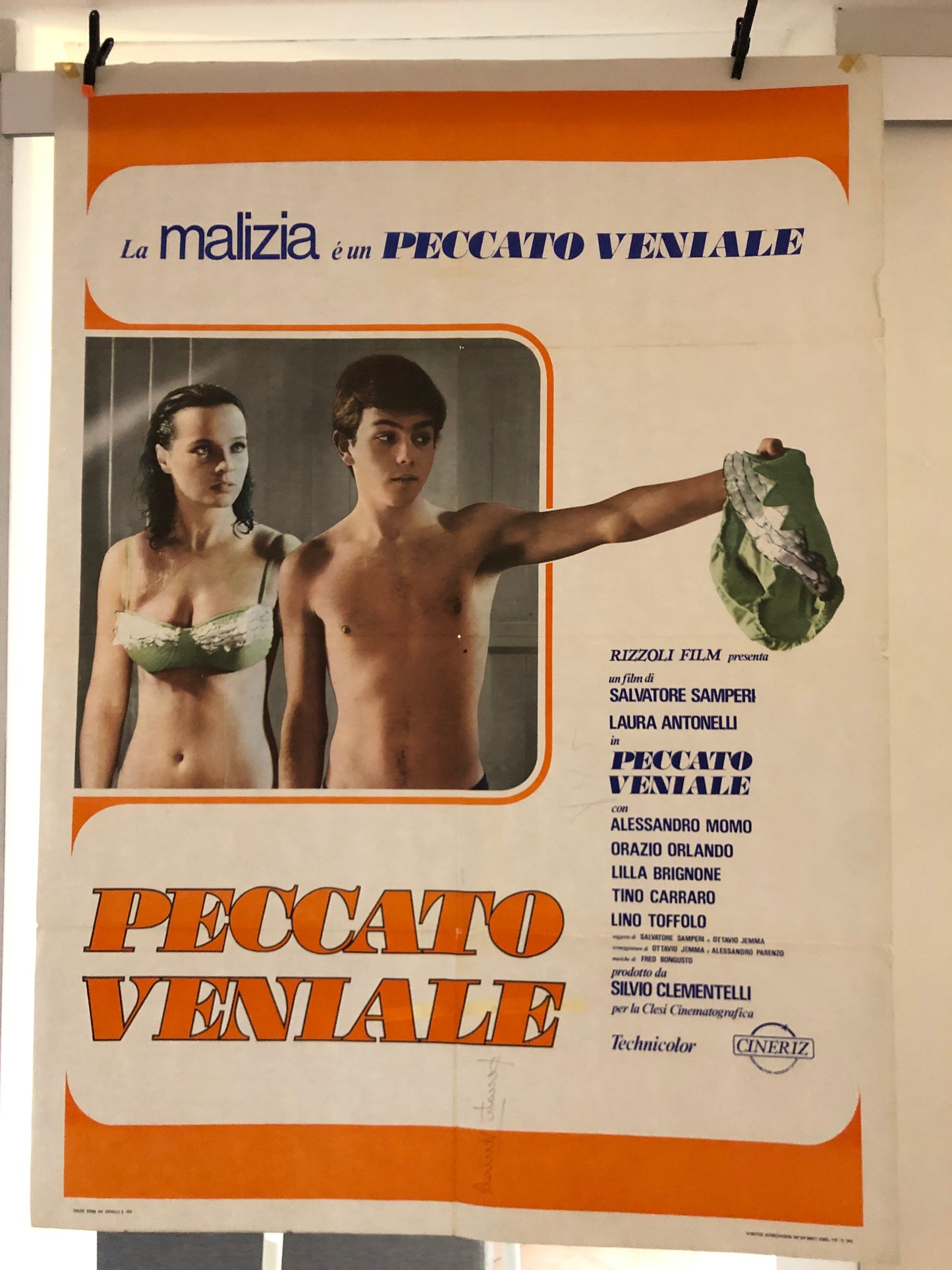 Manifesto Cinema Originale Peccato Veniale, Anno 1974, Locandina 140x100 con Laura Antonelli