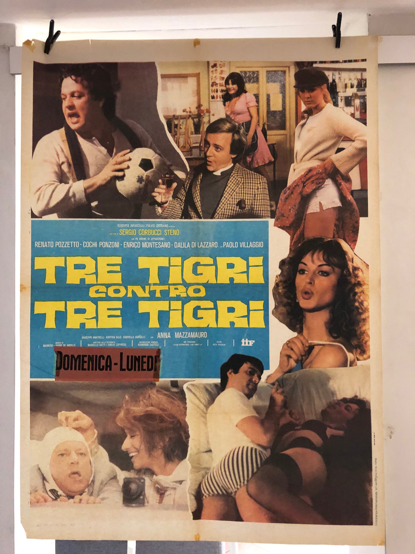 Manifesto Cinema Originale "Tre Tigri Contro Tre Tigri" Locandina, misure 140x100, Anno 1977