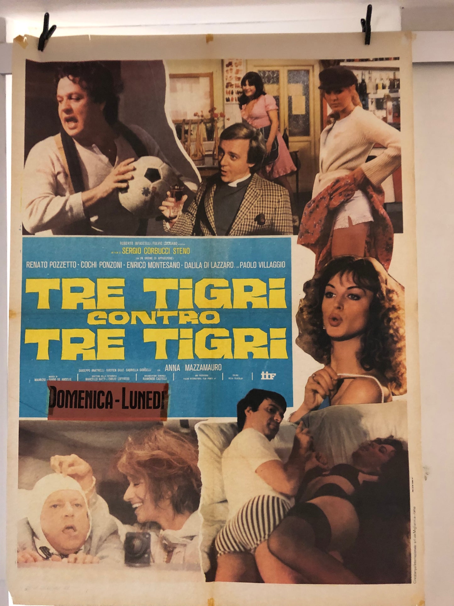 Manifesto Cinema Originale "Tre Tigri Contro Tre Tigri" Locandina, misure 140x100, Anno 1977