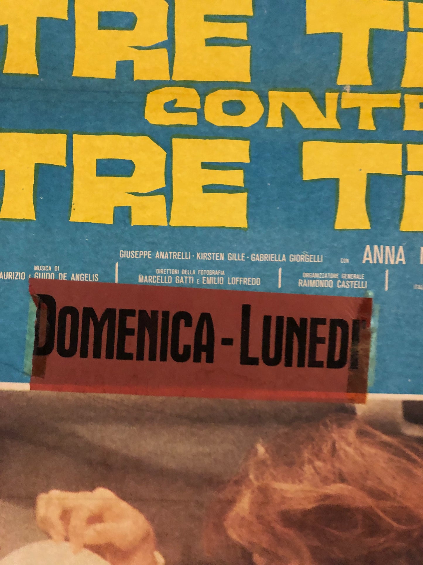 Manifesto Cinema Originale "Tre Tigri Contro Tre Tigri" Locandina, misure 140x100, Anno 1977