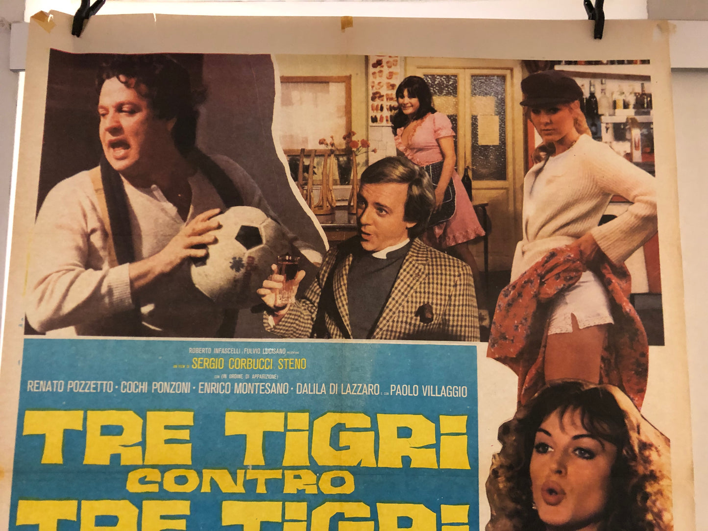 Manifesto Cinema Originale "Tre Tigri Contro Tre Tigri" Locandina, misure 140x100, Anno 1977