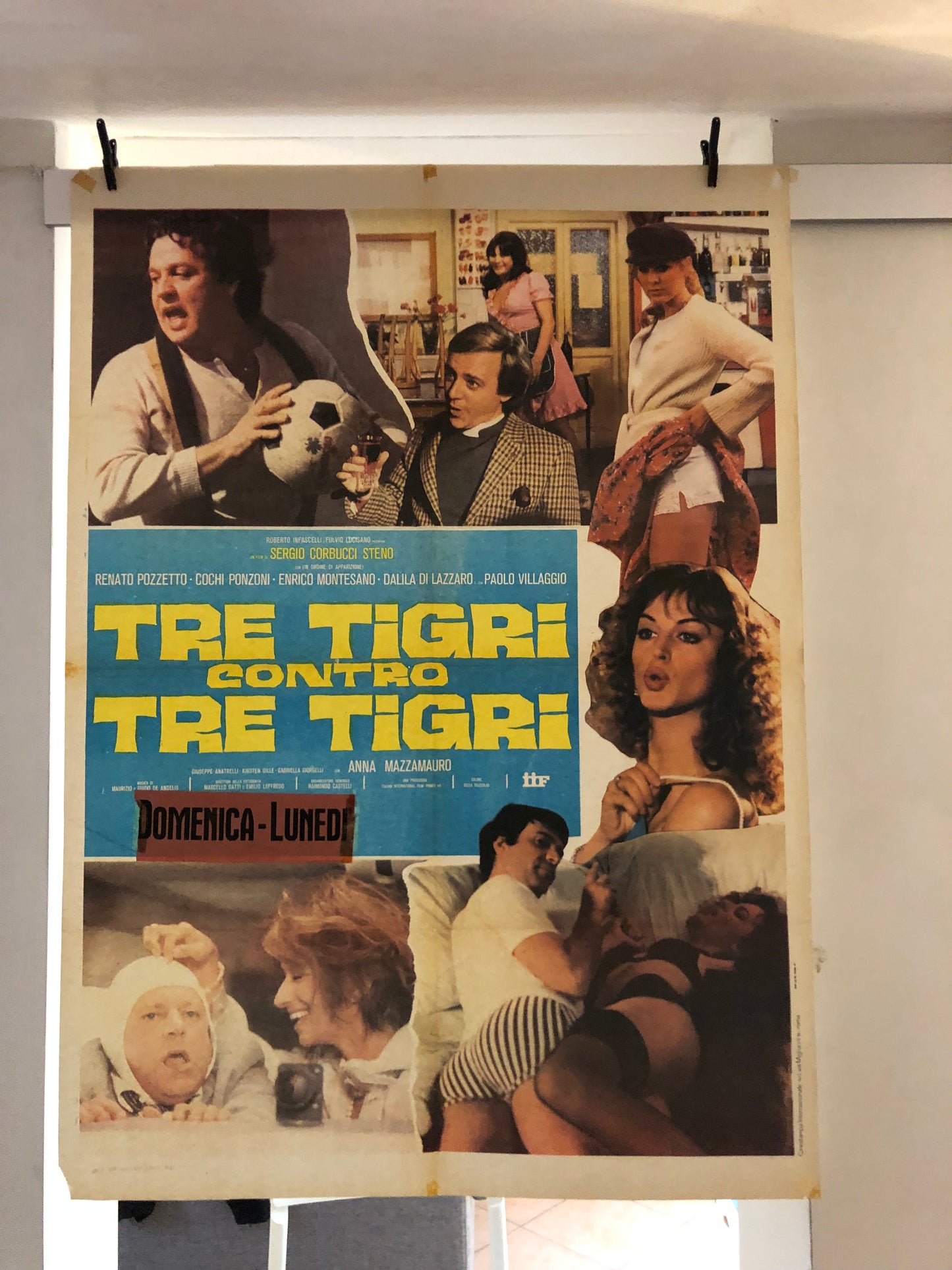 Manifesto Cinema Originale "Tre Tigri Contro Tre Tigri" Locandina, misure 140x100, Anno 1977