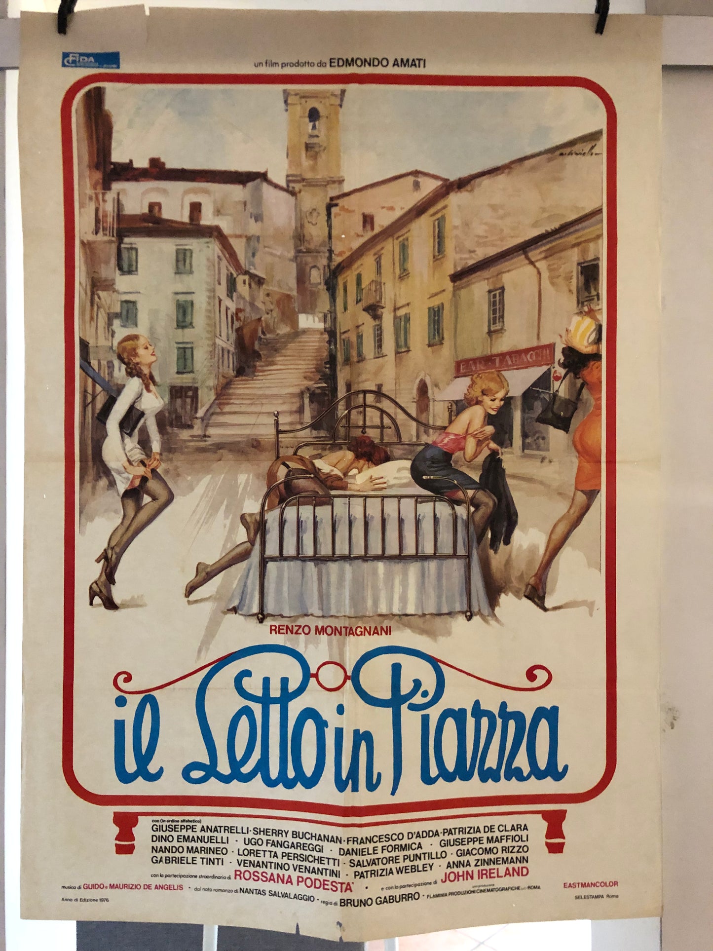 Manifesto Cinema Originale Il Letto In Piazza Film, Anno 1976, Locandina Misure 140x100