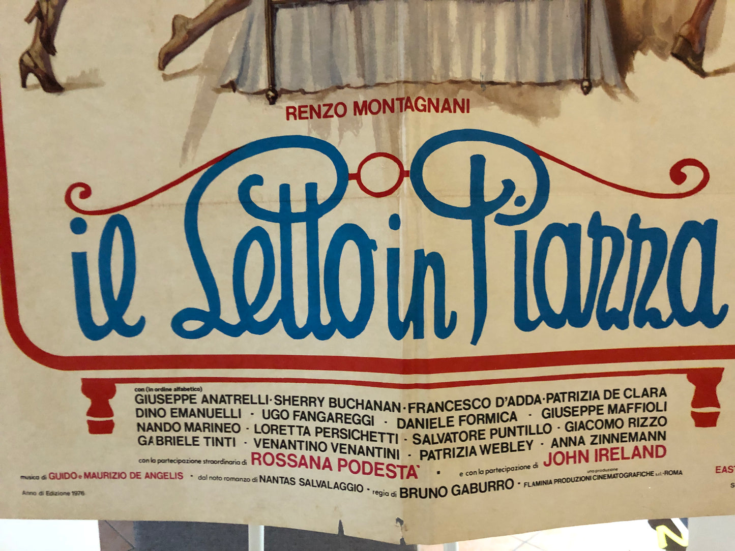 Manifesto Cinema Originale Il Letto In Piazza Film, Anno 1976, Locandina Misure 140x100