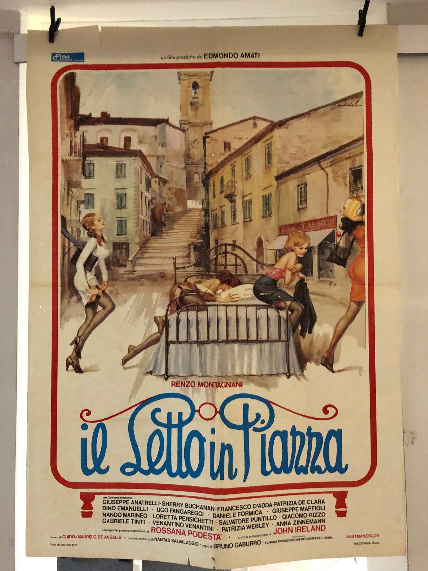 Manifesto Cinema Originale Il Letto In Piazza Film, Anno 1976, Locandina Misure 140x100