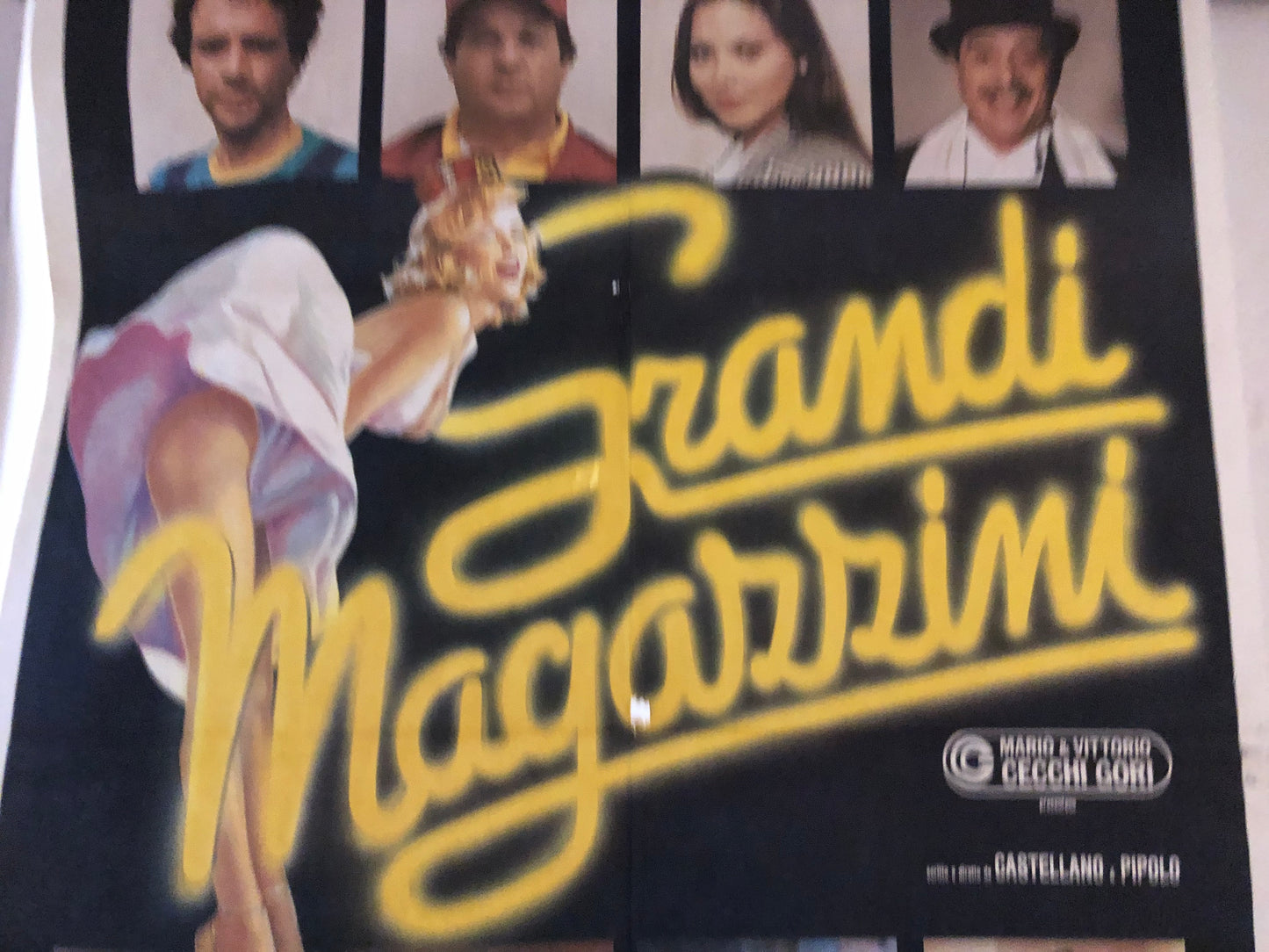 Manifesto Cinema Originale "Grandi Magazzini", Anno 1986, con Villaggio, Banfi, Boldi, misure 140x100