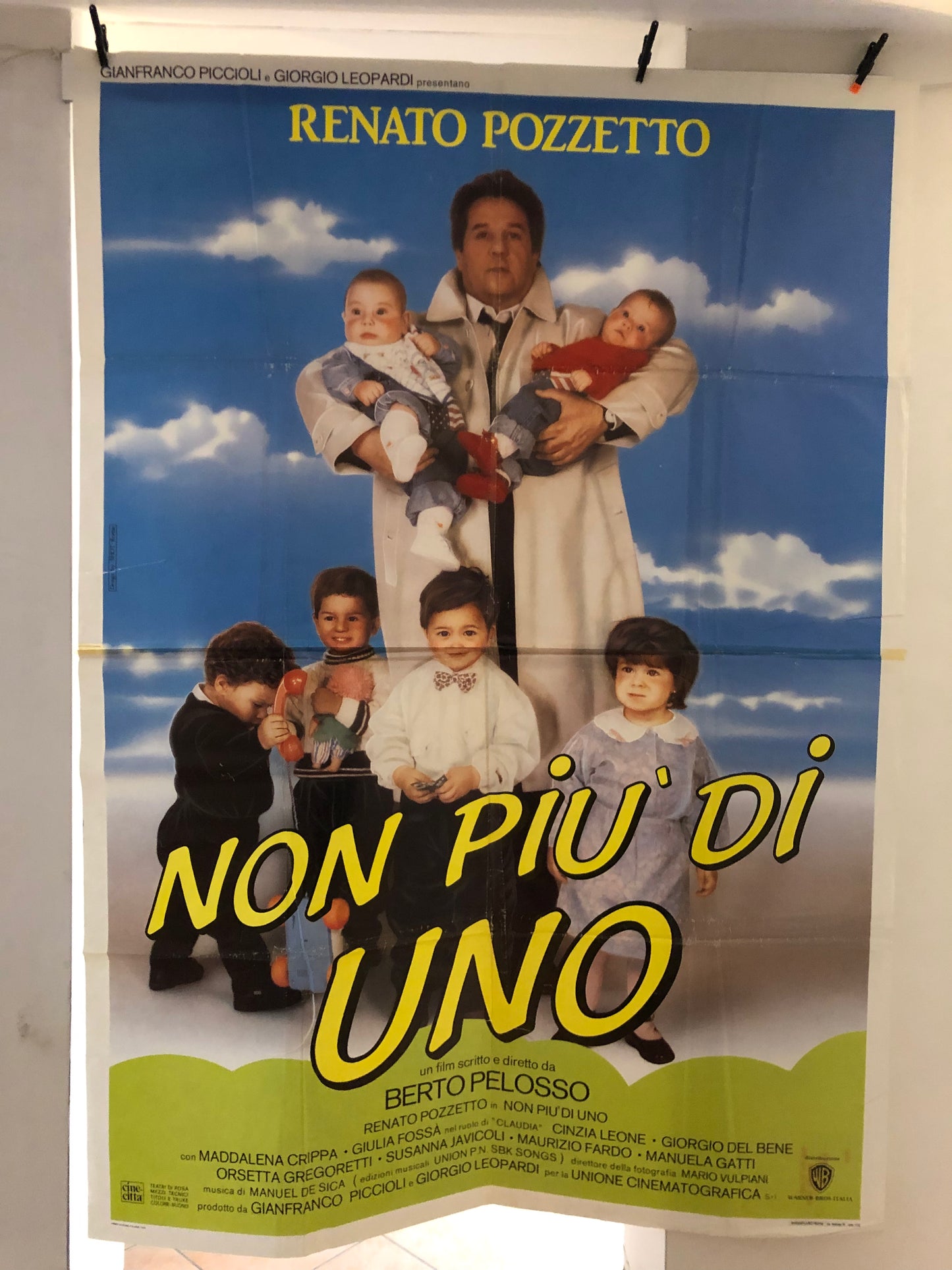 Manifesti Cinema Originali "Non Più Di Uno", Renato Pozzetto, Anno 1990, misure 280x200 cm