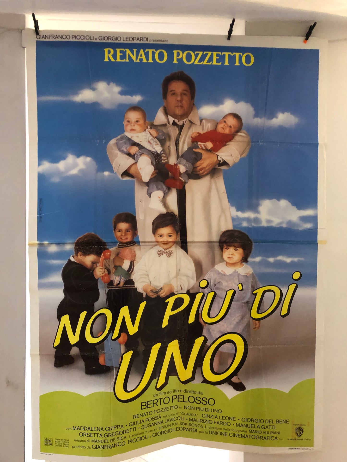 Manifesti Cinema Originali "Non Più Di Uno", Renato Pozzetto, Anno 1990, misure 280x200 cm