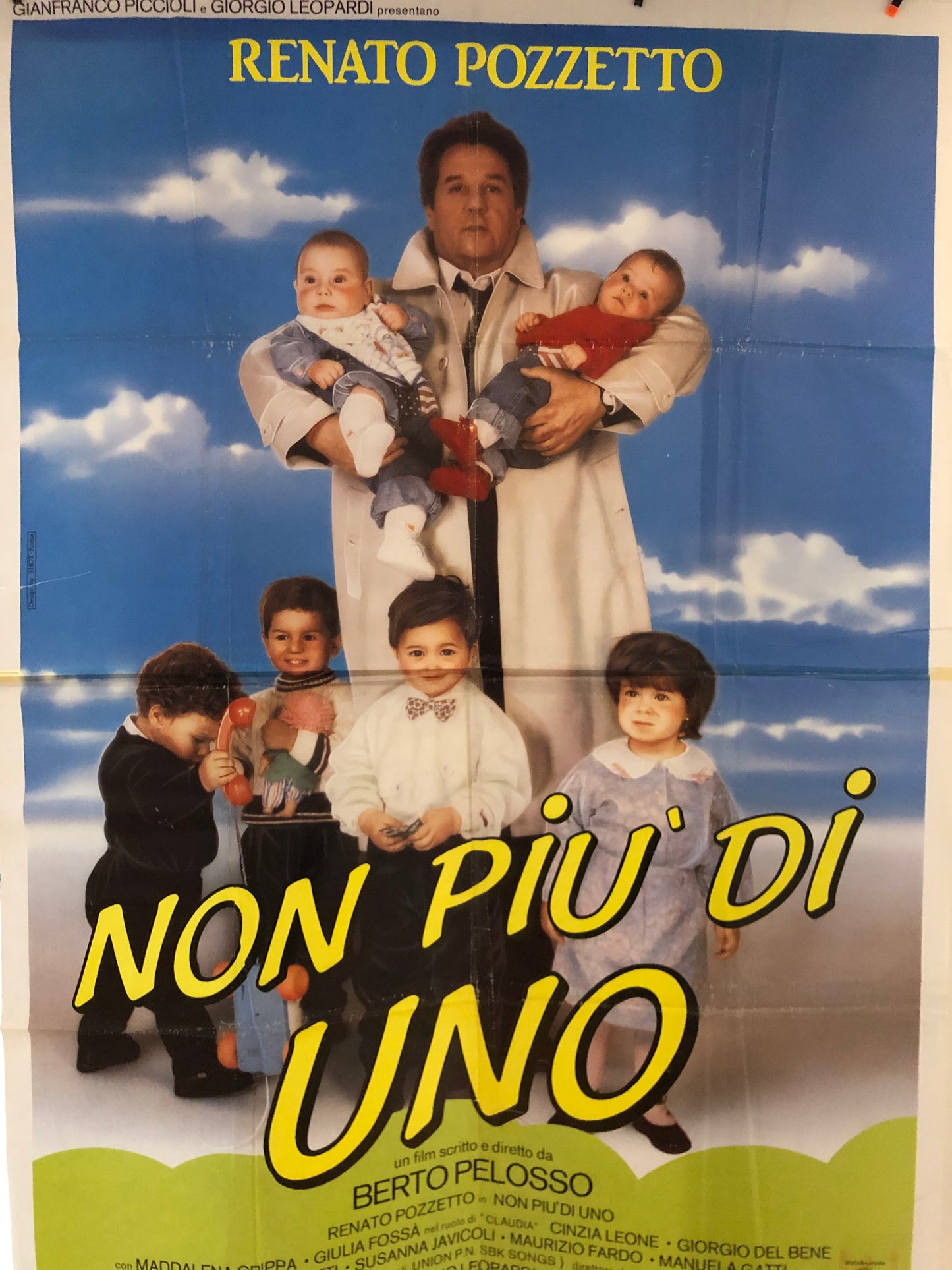 Manifesti Cinema Originali "Non Più Di Uno", Renato Pozzetto, Anno 1990, misure 280x200 cm