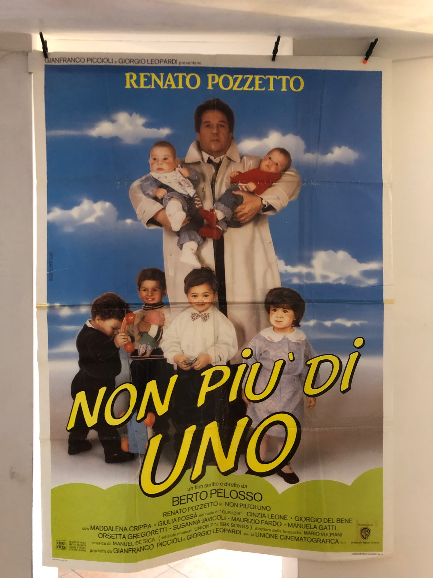 Manifesti Cinema Originali "Non Più Di Uno", Renato Pozzetto, Anno 1990, misure 280x200 cm