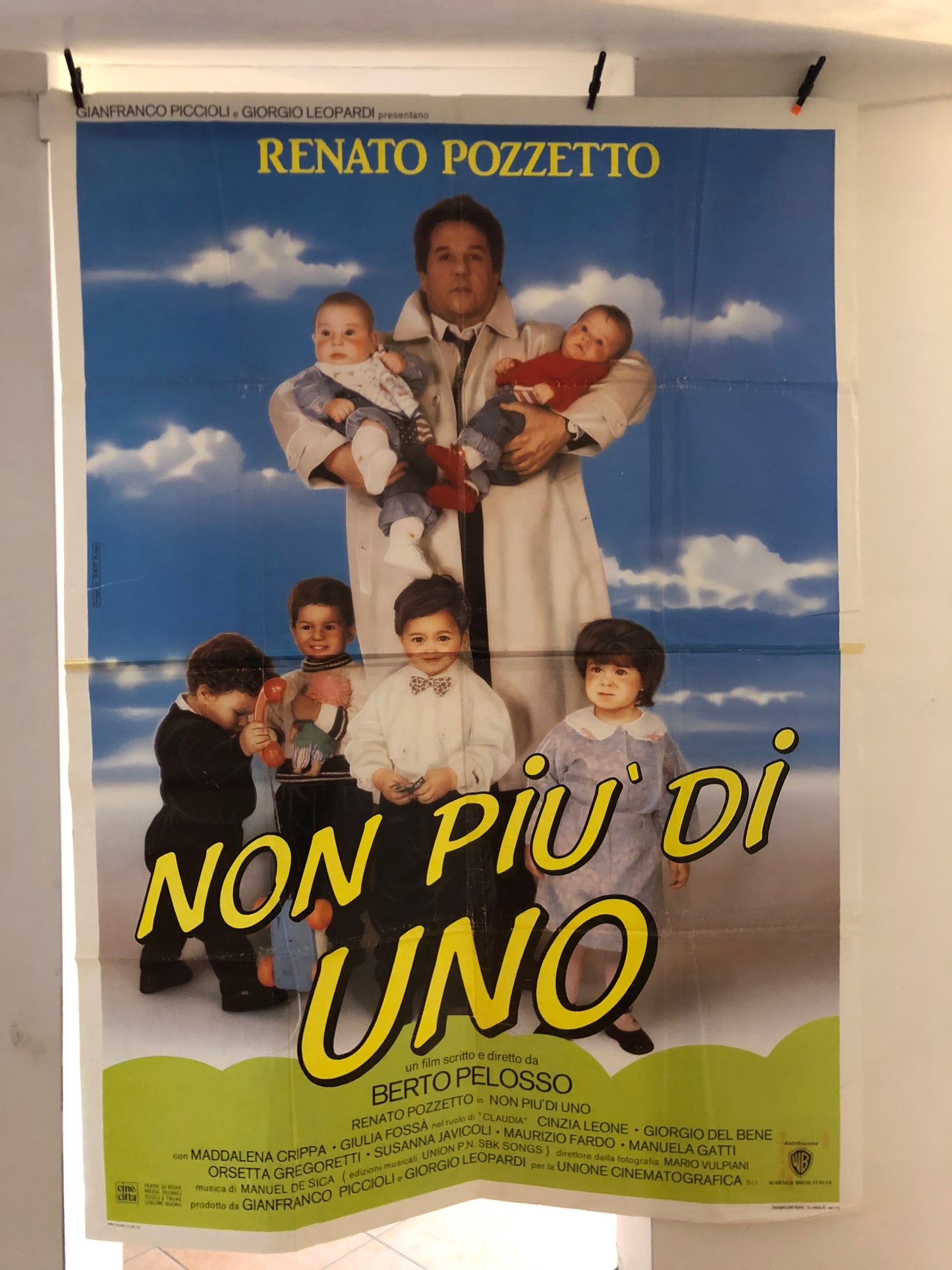 Manifesti Cinema Originali "Non Più Di Uno", Renato Pozzetto, Anno 1990, misure 280x200 cm