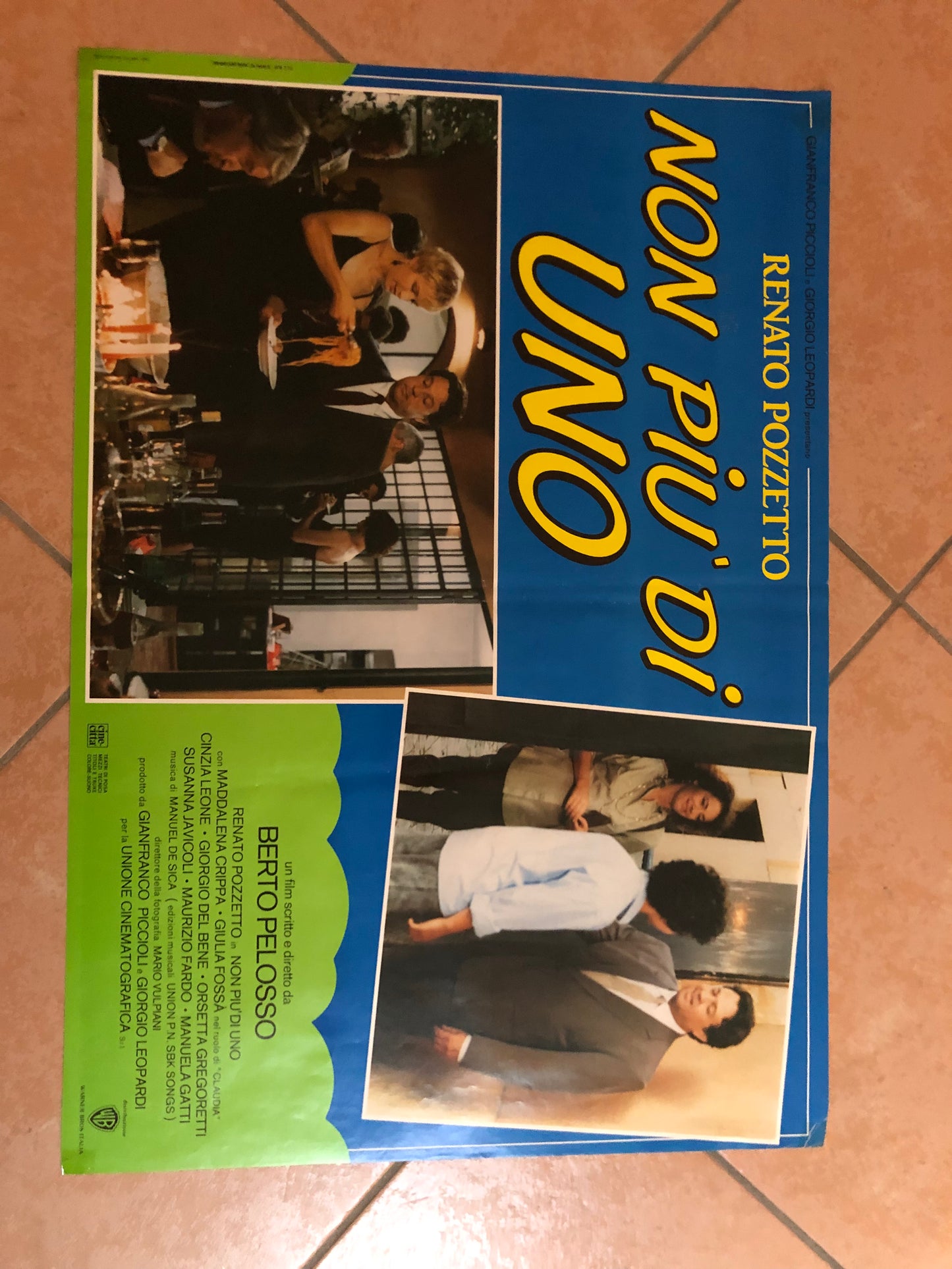 Manifesti Cinema Originali "Non Più Di Uno", Renato Pozzetto, Anno 1990, misure 280x200 cm