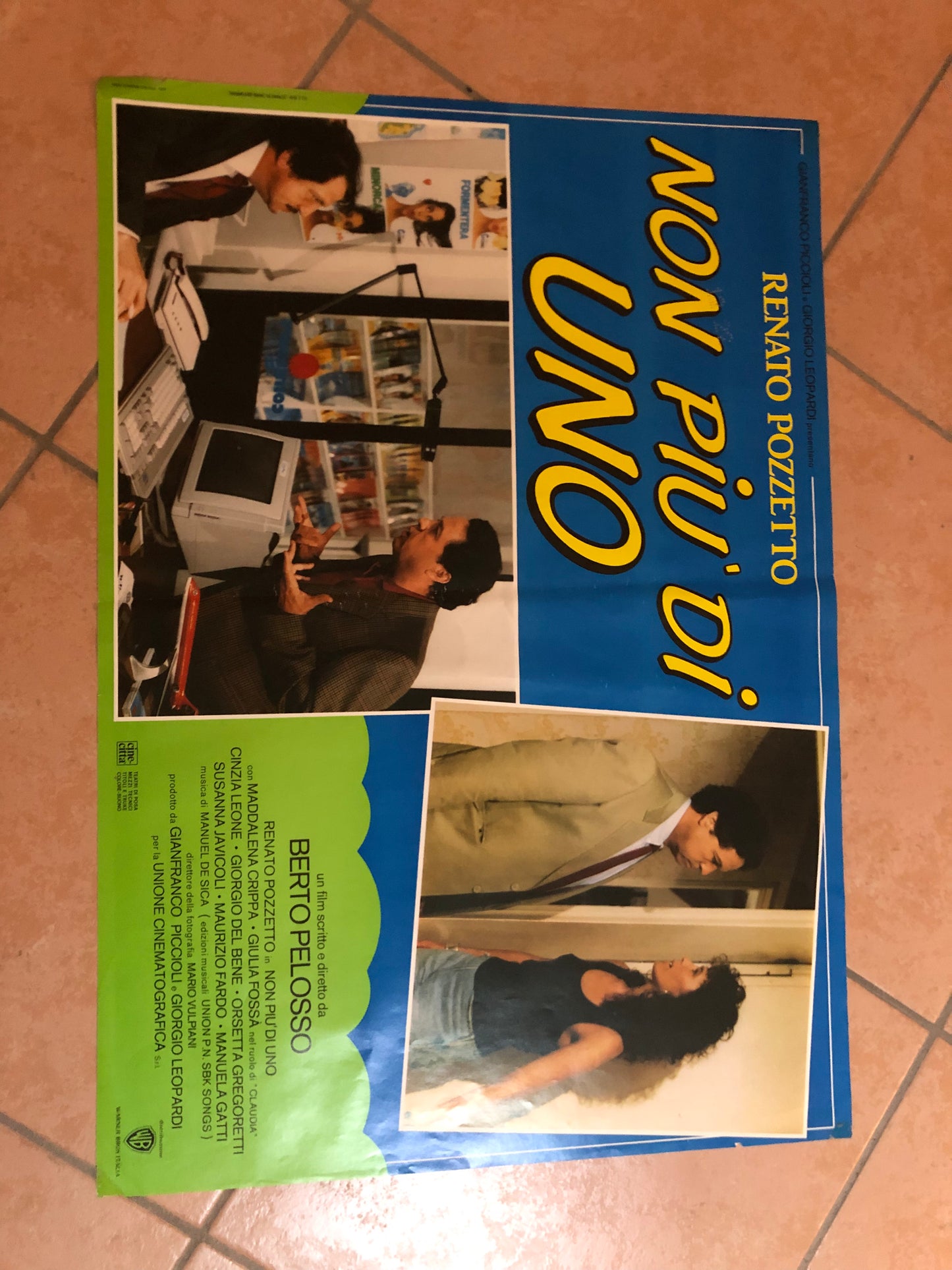 Manifesti Cinema Originali "Non Più Di Uno", Renato Pozzetto, Anno 1990, misure 280x200 cm