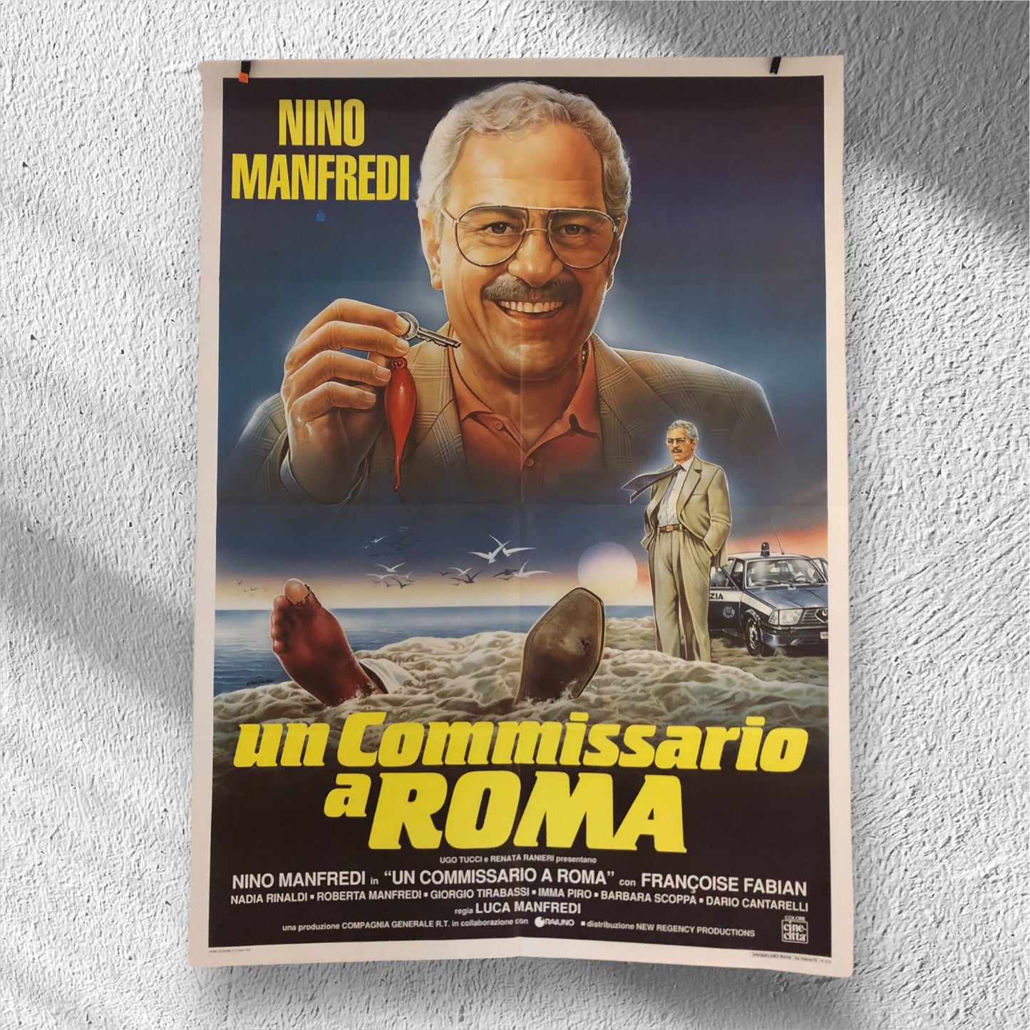 Manifesto Cinema Originale del Film "Un Commissario A Roma", anno 1992, Locandina 140x100 con Nino Manfredi