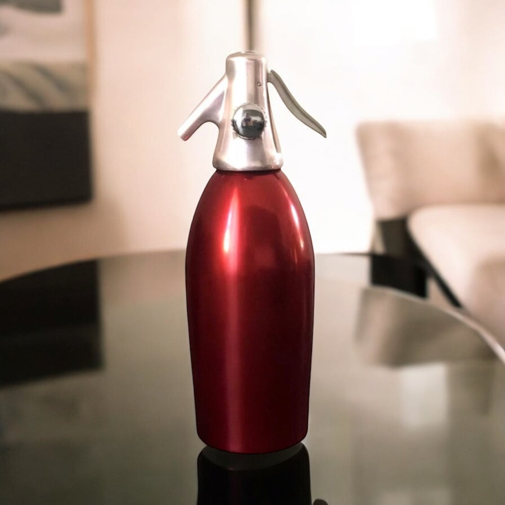Sifone per Seltz Autoseltz SACCAB Vintage Rosso Design Sergio Asti Alluminio