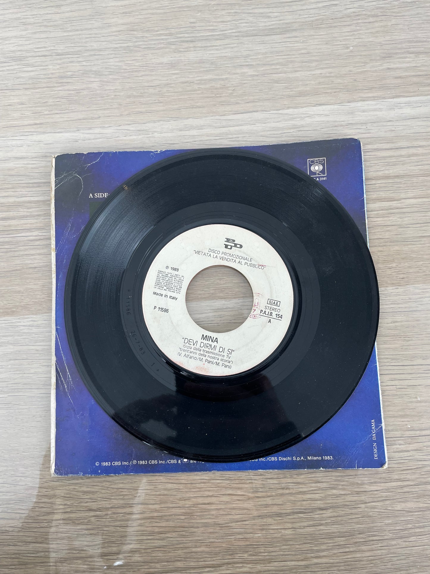 Disco 45 giri vinile Mina Devi Dirmi Di Sì Scebran Bahamas 1983 jukebox