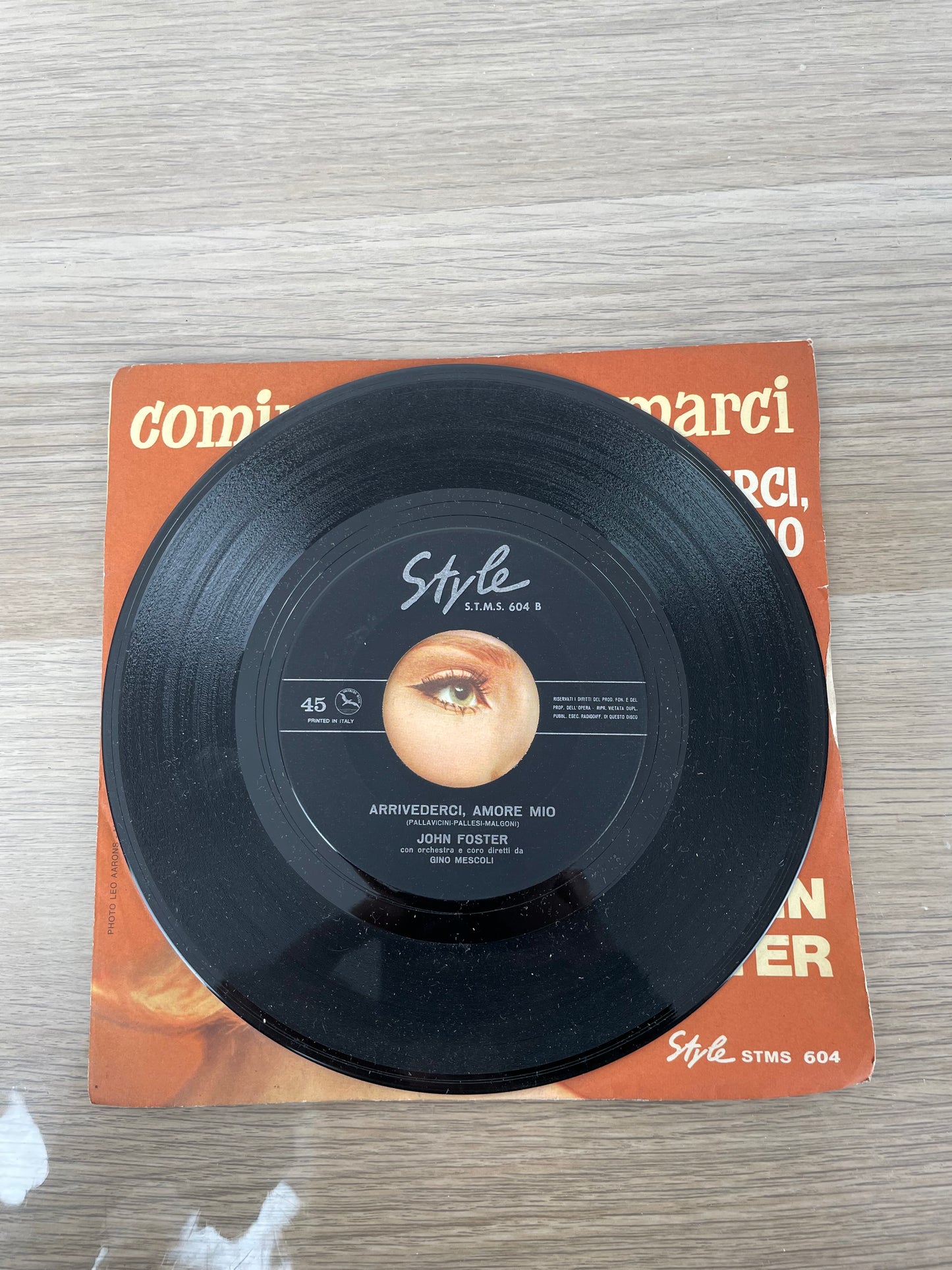 Disco 45 giri vinile John Foster Arrivederci Amore Mio Cominciamo ad Amarci 1965