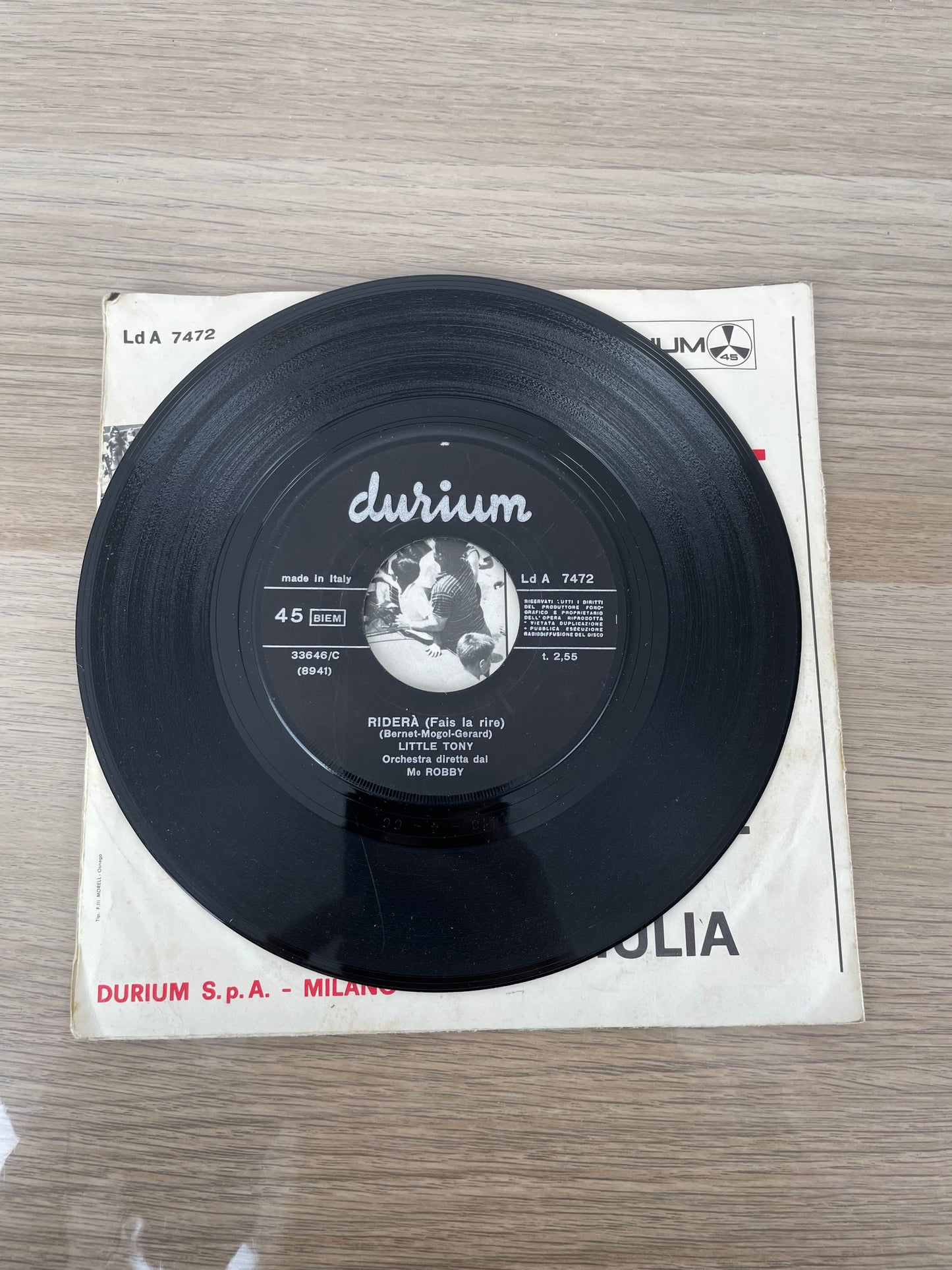 Disco 45 giri vinile Little Tony Riderà Il Mio Amore Con Giulia 1966
