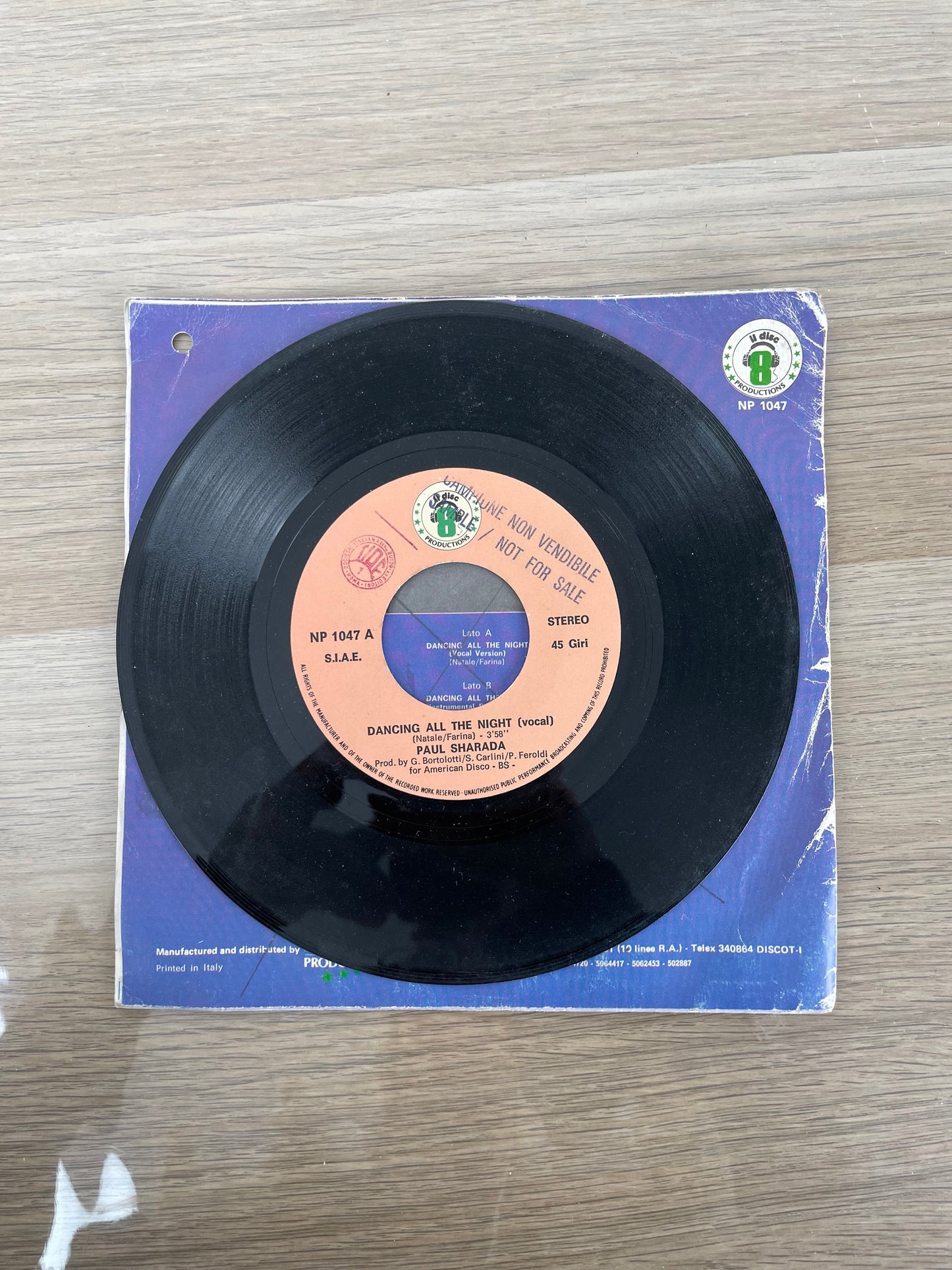 Disco 45 giri vinile Paul Sharada Dancing All The Night 1984