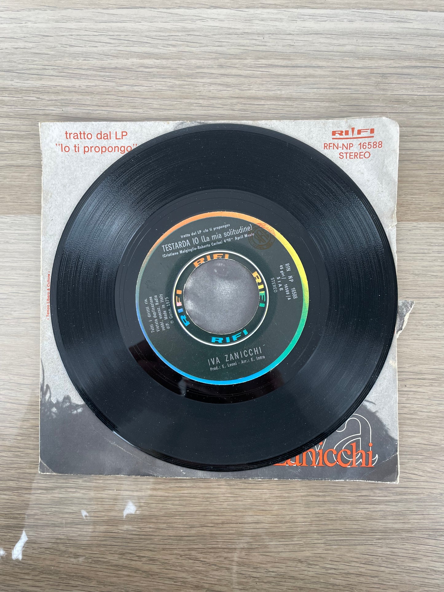 Disco 45 giri vinile Iva Zanicchi Testarda Io E La Notte è qui 1966