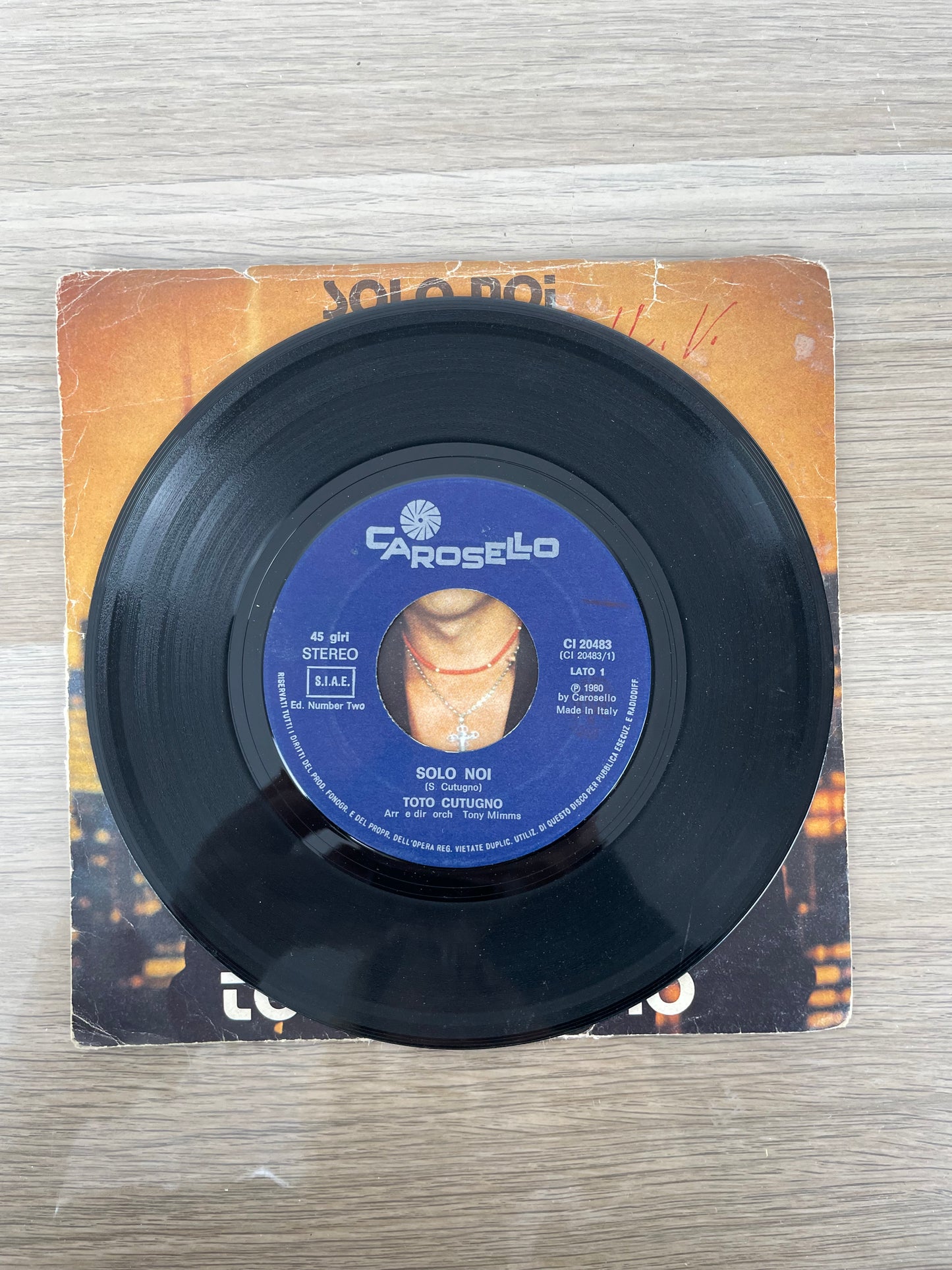 Disco 45 giri vinile Toto Cutugno Libero Solo Noi 1980
