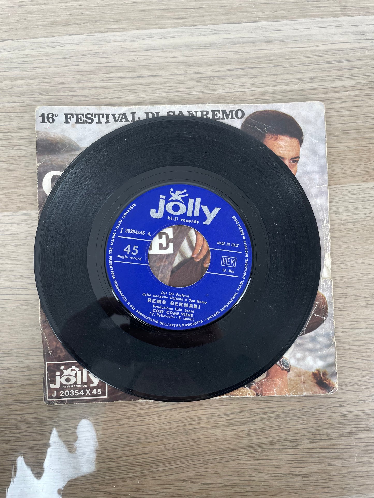 Disco 45 giri vinile Remo Germani Così Come Viene Partivo 1962