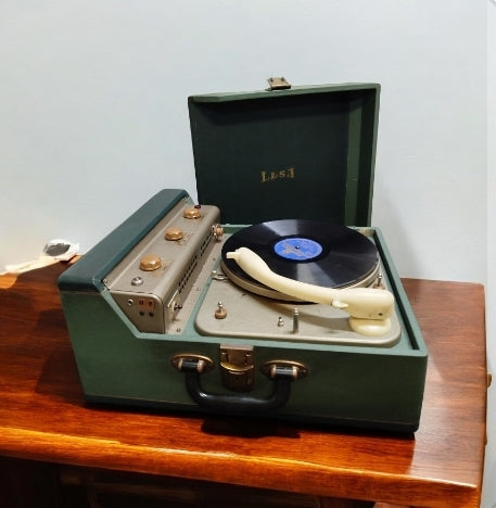 Fonovaligia Giradischi Lesa Vintage Antica Epoca Anni 60 Colore Verde Funzionante