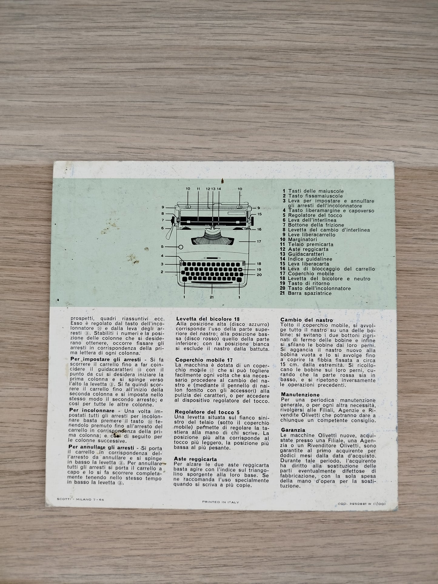 Macchina Da Scrivere Olivetti Lettera 32 Azzurra Vintage Epoca Anni 60 Design