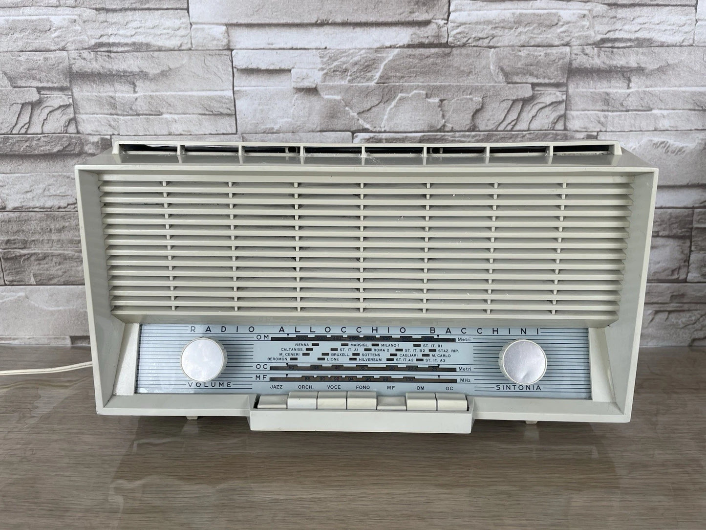 Radio Valvolare Allocchio Bacchini Mod. 450 Bianca Blu Anni 60 AM FM Per RICAMBI