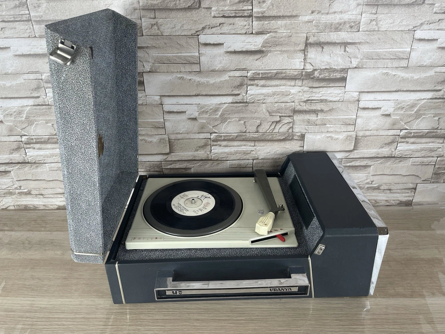 Fonovaligia Philips Uranya HiFi Giradischi Per Pezzi Di Ricambio Nera e Grigia
