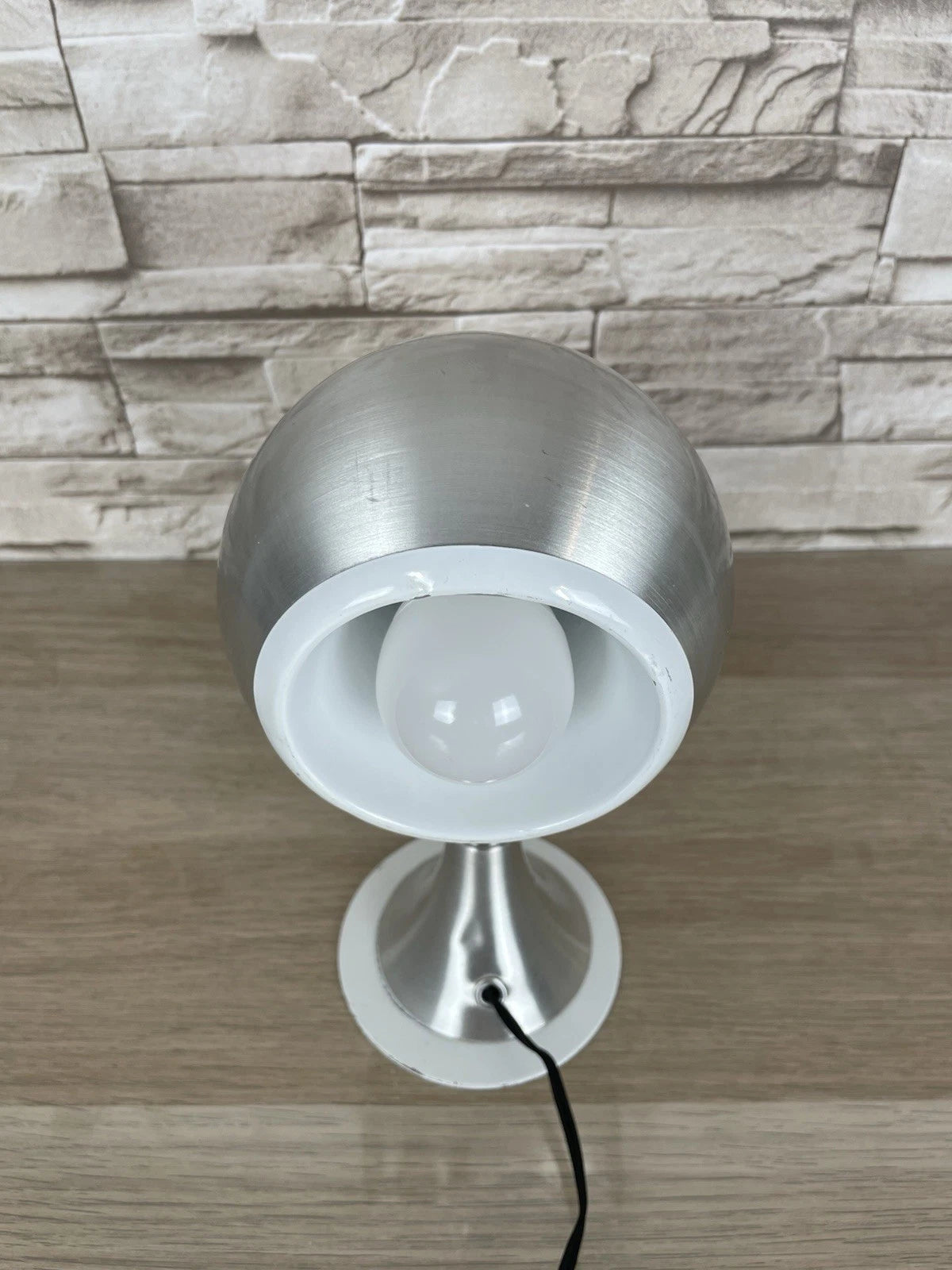 Lampada Da Tavolo Spiace Age Eyeball Vintage Argento Epoca Anni 60 Abat-jour