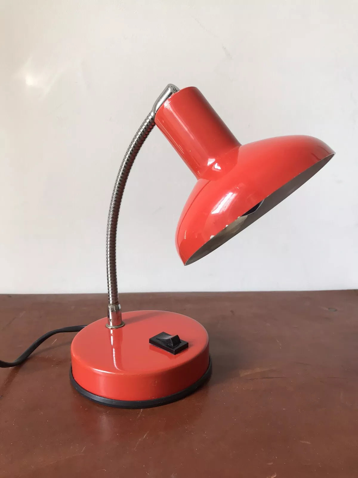 Lampada Da Tavolo Abajour Vintage Veneta Lumi Rosso Interruttore Originale