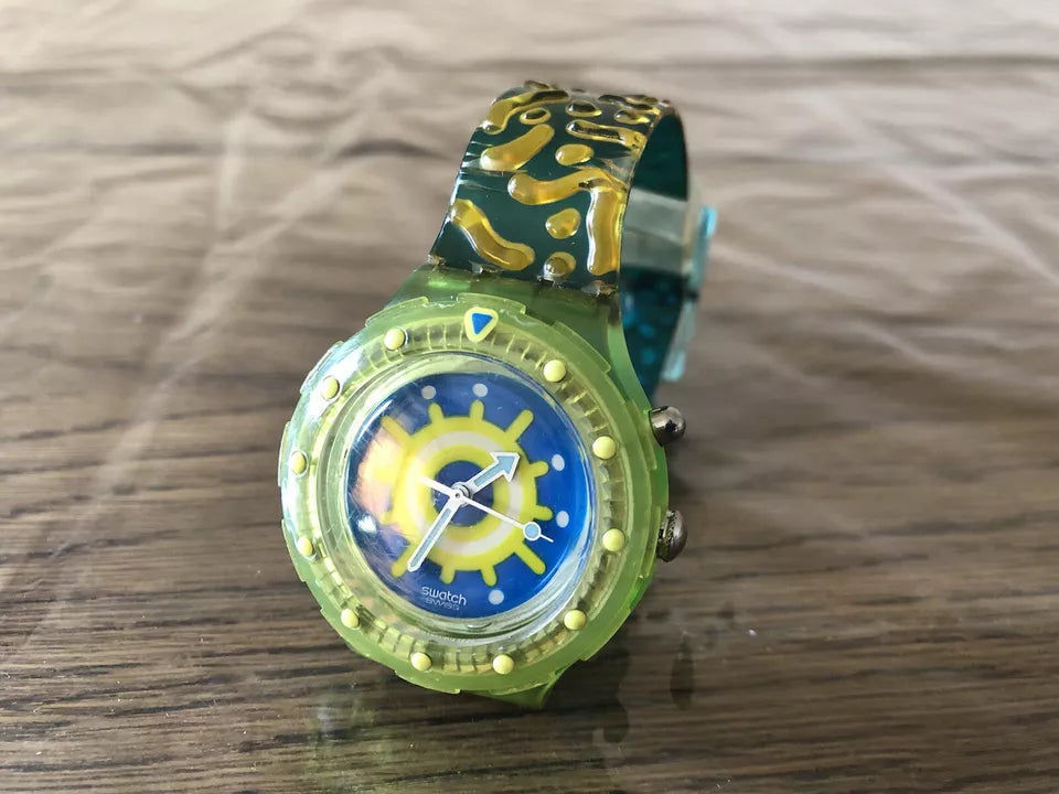 Orologio Da Polso Swatch Scuba 200 Loomi Nos Reef SDL900 Anno 1997 Con Custodia Per Ricambi