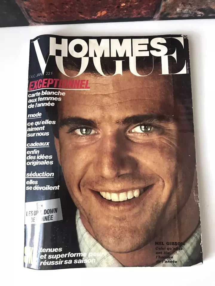 Hommes Vogue Dic1983 Gen1984 Mel Gibson Cover Magazine Rivista Uomo Moda Francia