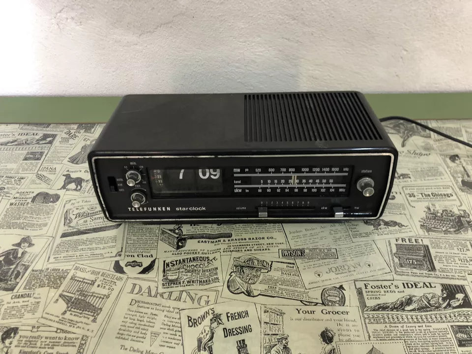 Radio Sveglia Flip Clock Telefunken Star Clock Vintage Epoca Orologio A Cartellini