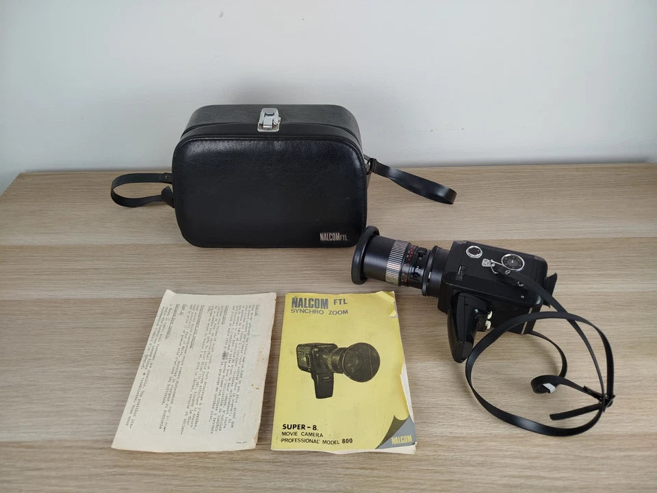 Cinepresa Super 8 Nalcom FTL Model 800 Vintage Con Custodia E Istruzioni Synchro