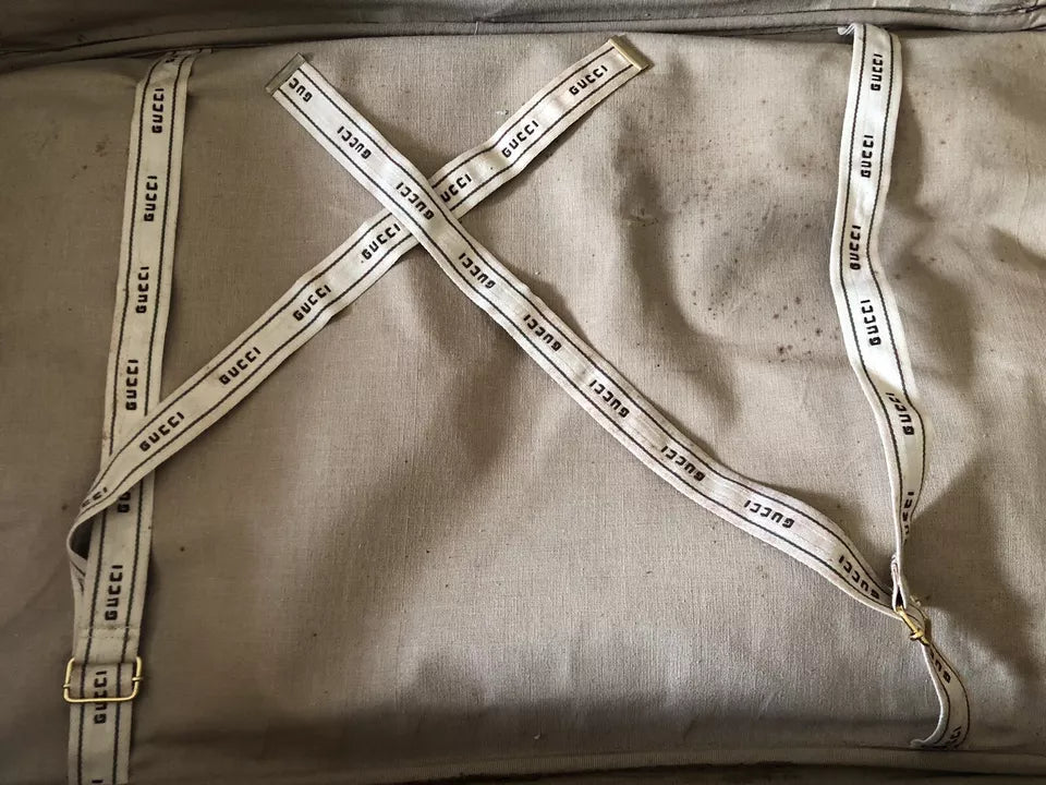 Valigia Viaggio Uomo Gucci Originale Vintage Anni 70 Tessuto e Pelle Colore Marrone Inserti in Cuoio