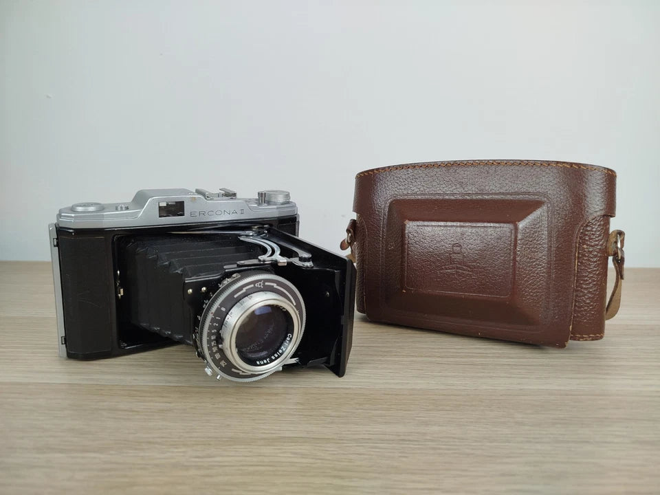 Fotocamera A Soffietto Carl Zeiss Ercona II Con Custodia Vintage Epoca Anni 50