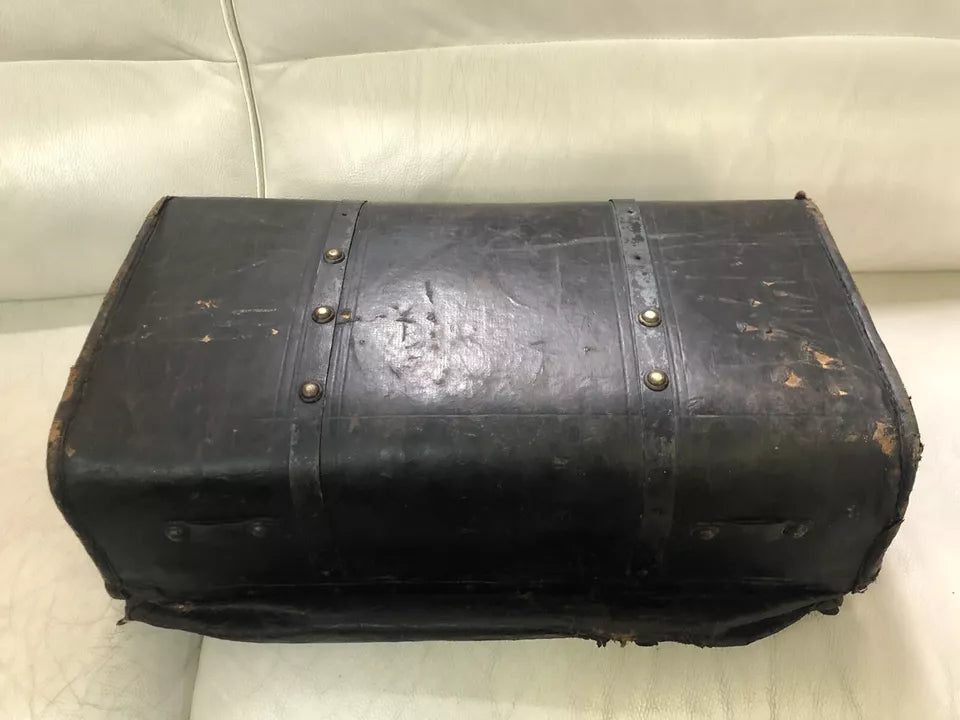 Antico Borsone Da Viaggio Valigia Epoca Fine 800 Da Carrozza Vintage In Pelle