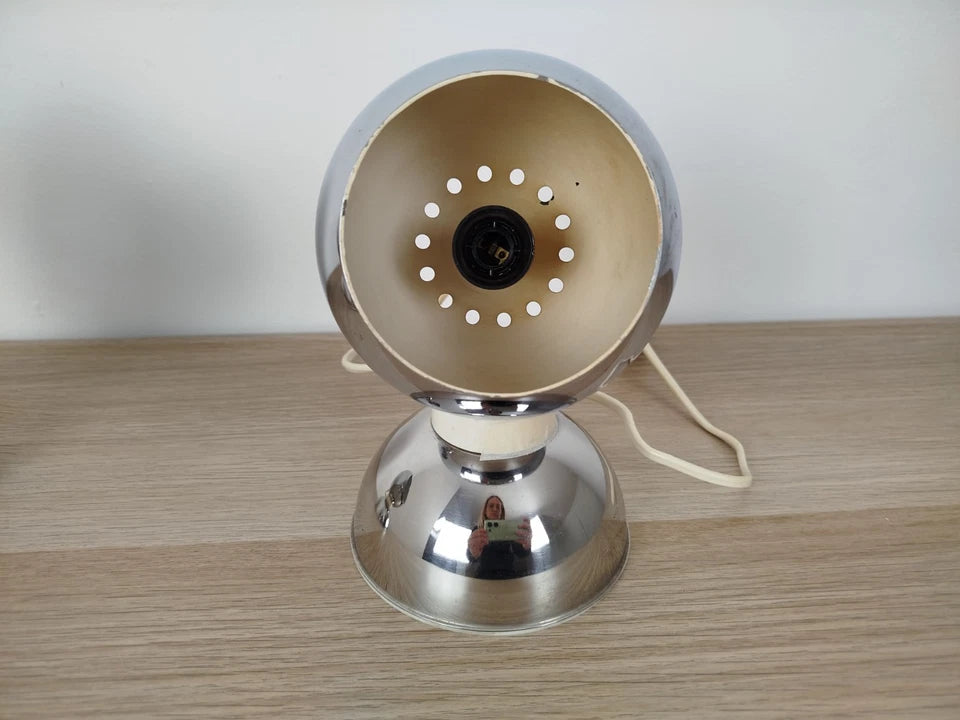 Coppia Di Lampade Abat-Jour Goffredo Reggiani Vintage Space Age Cromate Epoca 60