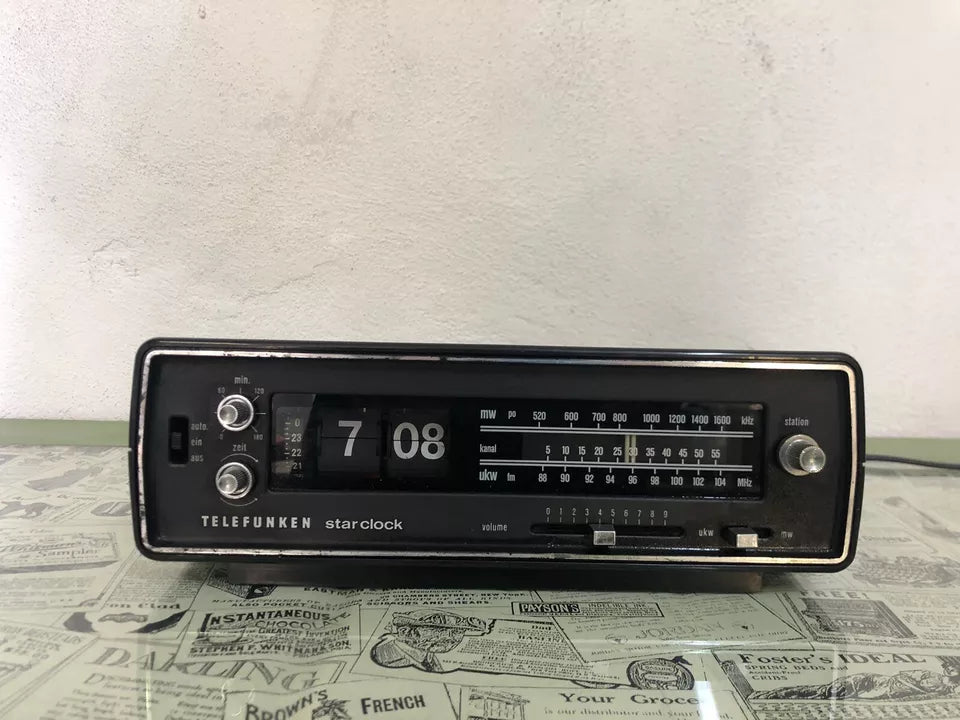 Radio Sveglia Flip Clock Telefunken Star Clock Vintage Epoca Orologio A Cartellini