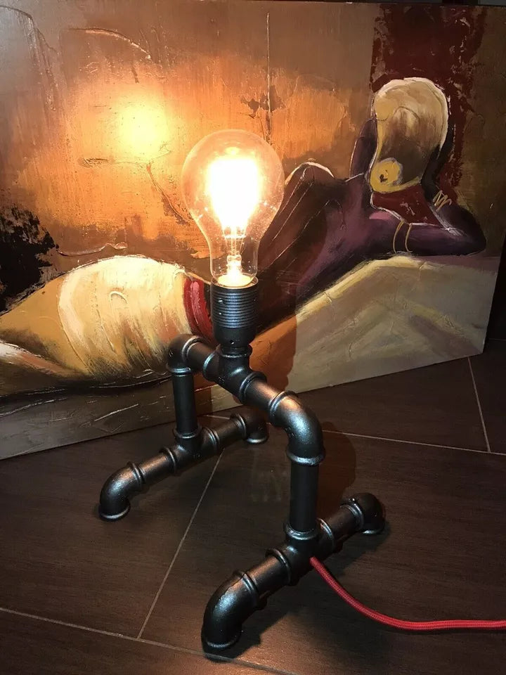 Steampunk Industriale Iron Pipe Lampada a Bulbo Vintage E27 in ferro