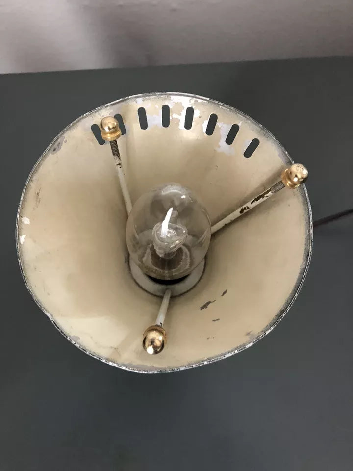 Lampada Da Tv Tavolo Vintage Epoca Anni 50 Blu Navy E Ottone Alluminio Con Base