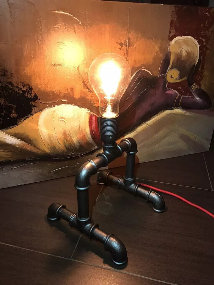 Steampunk Industriale Iron Pipe Lampada a Bulbo Vintage E27 in ferro