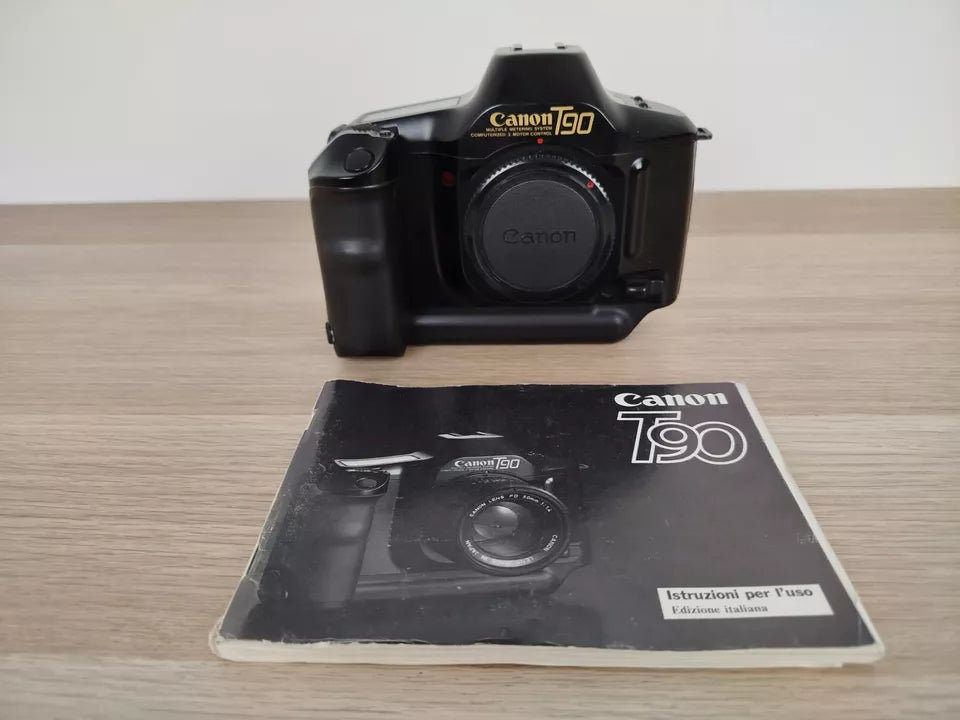 Fotocamera Analogica Canon T90 35mm SLR Nero Corpo Macchina E Manuale A Batterie
